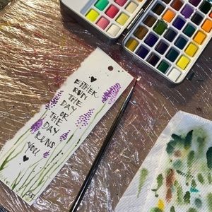 Original Bookmark | Purple Flowers (Watercolor & Ink)